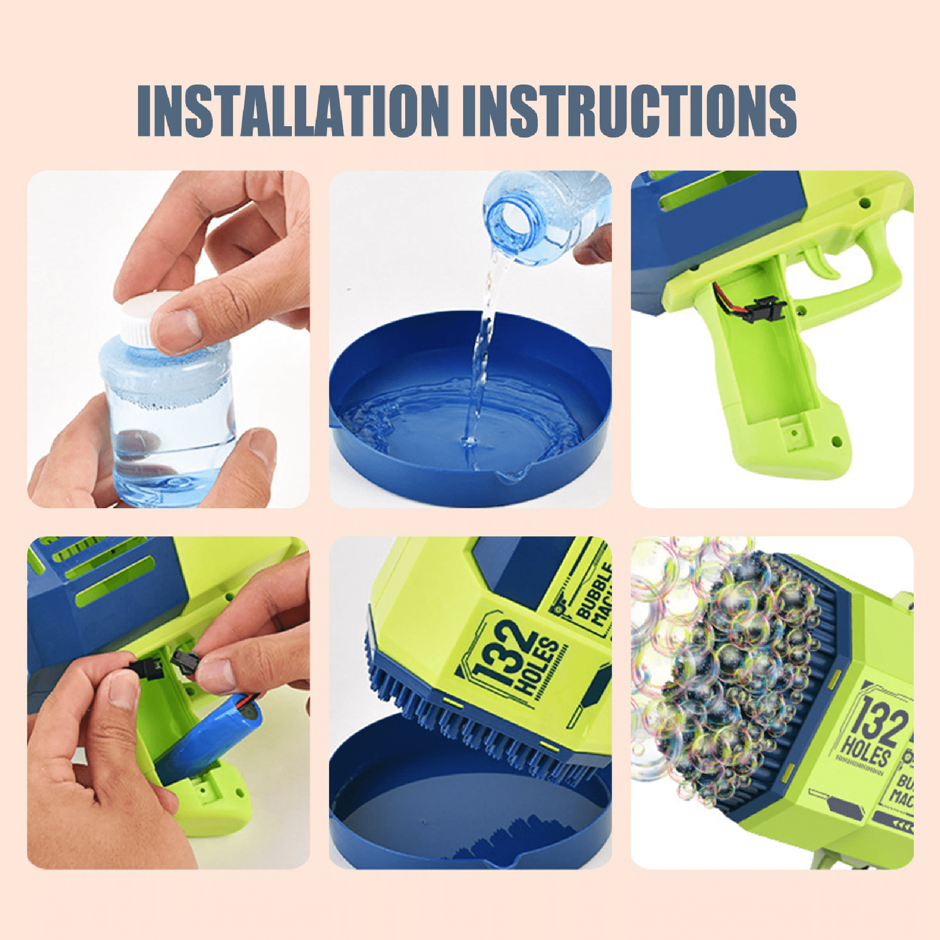 Vista 4 de Bazooka de Burbujas™ de 132 Hoyos - Color: Azul